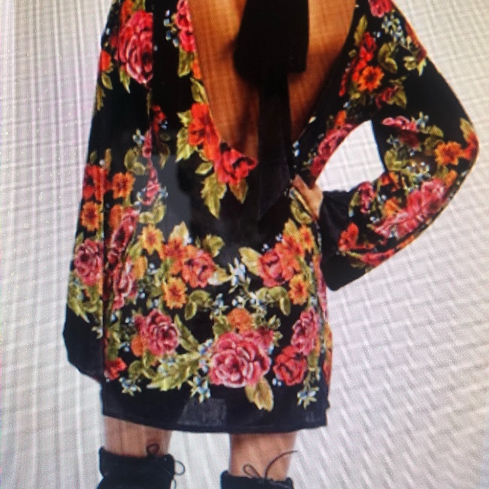 Free People 2am Mini Floral Open Back Party Dress